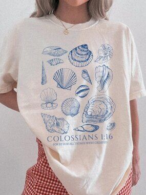 Seashell Bible Verse Shirt, Ocean Life Coastal Aesthetic Tee
